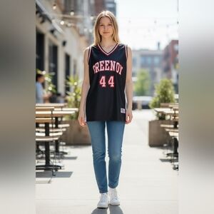 Vtg Cliff Keen Women's Greenon Size Large Basketball Jersey #44 Made In Usa